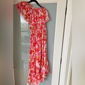 MISA Rumi Pink and White Maldive Print dress